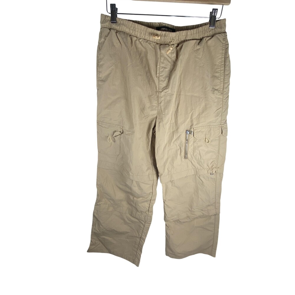 Chocolate Pants Womens XL FITS 32x30 Beige Nylon Cargo Elastic Waist Lightweight